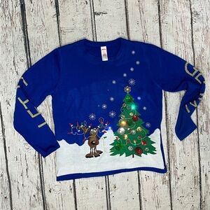 Reindeer Xmas Christmas Ugly Sweater Party Lightup Crewnweck Sweater